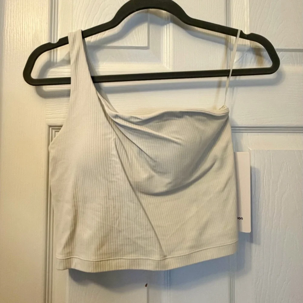 NWT Lululemon Ribbed Nulu Asymmetrical Yoga Tank Top in Bone - Picture 4 of 11